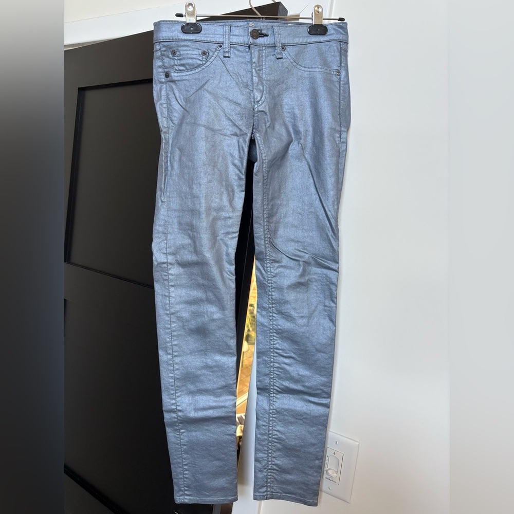 Rag & Bone Waxed Metallic Skinny Jeans
